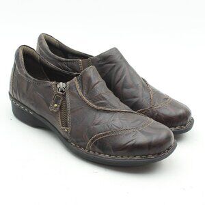 CLARKS Bendables Whistle Max Brown Leather Slip-on Loafers Flats